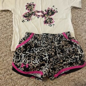 Under Armour Kids' Leopard Print Tee and Shorts Set - Pink and Black